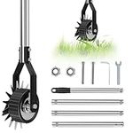 Wheel Rotary Edger Manual Lawn Edger with 3/4 Sections Stainless Steel Handle 39.37/53.14/67.32inch Adjustable Height Sidewalk Rotary Shear Rustproof Hand Rotary Lawn Edger for Garden Lawn ○