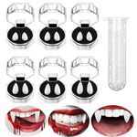 6 Pair Vampire Teeth Fangs, Halloween Vampire Fangs with Adhesive, Reusable Vampire Teeth for Halloween Party Cosplay Favors Dress Up Accessories (13mm 15mm 17mm 19mm)