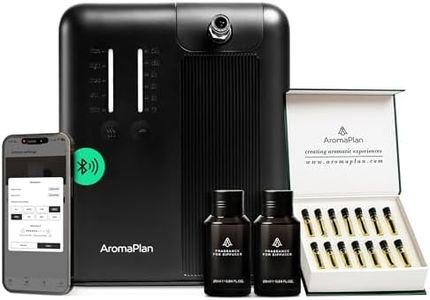 AromaPlan 2025 Waterless, Cold Air HVAC Scent Diffuser Whole House & Commercial Diffuser (Includes 2 Fragrances + 12 Set Sample kit) - Smart Scent Diffuser- Touch & App, 2000 Sq. Ft Cov. (Black)