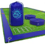 SandVoll Beach Volleyball Lines for Grass - 2 inch Official Court Size Dimensions (26.3' x 52.6') + Metal Stakes and Net Bag - Portable Boundary Lines Set for Outdoor - Blue