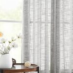 Treatmentex Semi Sheer Linen Curtains for Living Room Bedroom 90 inch Long Privacy Grey Curtain Panels Light Filtering Rustic Window Drapes for Dining 52" W 2pcs Grommet Top