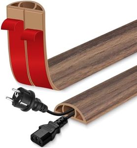 Floor Cord Cover for Wires on Floor Self Adhesive Cord Hider Floor Cable Management Wire Covers for Cords Protector Prevent Cable Trips Cord Cavity W 0.59" x H 0.31", Misty Brown Wood, 20Ft