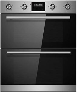 Cookology CDO720SS 60cm Combined 88 Litre Capacity Large Built Under Electric True Fan Double Oven with Easy Programmable Timer and Digital Clock - in Stainless Steel