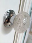 Beautiful Pair of Large Contemporary/Retro Round Clear Smooth Bubble Glass Chrome Mortice Door Knobs/Handles