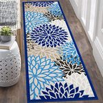 HEBE Floral Runners Rugs for Hallway Non Slip Washable Laundry Room Rug Medallion Boho Area Rug Carpet Runner for Entrance Kitchen Floor Laundry Room Decor (Blue, 2'X6' Ft)