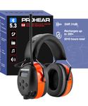 PROHEAR 033 2.0 Upgraded Bluetooth Hearing Protection AM FM Radio Headphones - 31SNR Noise Reduction Ear Muffs with Long-Lasting Stable Rechargeable Battery - 50 Hrs for Mowing Snowblowing - Orange