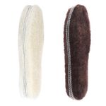 riemot 2 Pairs Genuine Sheepskin Insoles for Men Women,Winter Warm Fluffy Wool Insoles,Soft Cosy Furry Lambswool Fur Shoe Replacment Insole for Snow Boots,Slippers,Lambswool Beige Brown EU42（UK8）