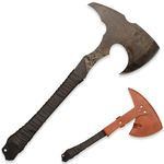 SV 0170 Handmade cast Manganese Steel 52HRC Hand Axe, Full Tang, Outdoor Axe, Hunting, Camping, Hiking, Survival, Leather Sheath, 15.9 inches