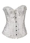 YMING Women's Gothic Steampunk Corset Bustier Waist Cincher Underbust Corset Top White M