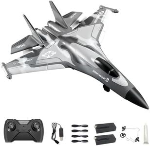 QuirkyGlee Rc Plane F-22, Stealth Raptor Remote Control Airplane 3 Channel Stunt Fighter with 3 Modes Xpilot Stabilization System Easy Fly for Beginners, Aircraft Toy Gift for Adults & Kids