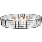 Yaheetech Dog Playpen, 16 Panel Puppy Play Pen Heavy Duty Pet Exercise Fence for Garden/Yard 60cm Height