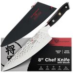 DALSTRONG Chef Knife - 8 inch Blade - Shogun Series Elite - Damascus - Japanese AUS-10V Super Steel - G10 Black Handle - Razor Sharp - Professional Full Tang Chef's Knife - Sheath