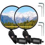 2 Pcs Bike Mirror, 360° Rotating Bike Mirrors Rear View Handlebar,Bicycle Mirror for Mountain Bikes,Road Bikes (Black)