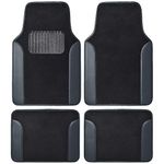 BDK Gray MT202 Fresh Carpet Floor Mats for Car Sedan SUV Truck-Two Tone Color Design with PU Leather Trim Feature