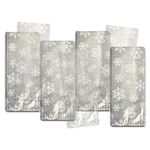 Amscan 40 Count 9-1/2 by 4 by 2-1/4 Cello Festive Snowflakes Party Bags, Small, Clear/White