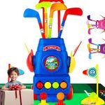 ToyVelt Kids Golf Club Set â€“ Golf CartWith Wheels 4 Colorful Golf Sticks 4 Balls & 2 Practice Holes â€“ Fun Young Golfer Sports Toy Kit for Boys &Girls â€“ Promotes Physical & Mental Development