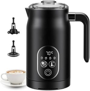 Milk Frother, 4 in 1 Electric Milk Frother and Steamer with Temperature Control, Automatic Hot and Cold Foam Maker and Milk Warmer for Coffee, Latte, Hot Chocolate, Cappuccinos, Macchiato, Black