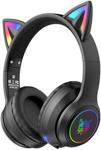 Cat Ear Bluetooth Headphones with Micphone for Kids & Adults, LED Light Up Wireless HI-FI Sound Quality, Over-Ear Headphones with Volume Control for iPhone/iPad/Laptop/PC(55H Play Time)