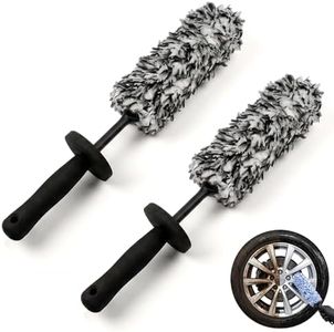 Wheel Barrel Brush, 2026 New Car Wheel Barrel Microfiber Brush for Cleaning Wheels, Long Handle Multipurpose Duster Tire Brushes for Various Car Care (Black*2)