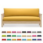 MoNiBloom Full Size Futon Cover, Armless Stretch Futon Slipcover Armless Sofa Cover Furniture Protector, Washable Zippered Rv Cushion Covers Futon Couch Cover for Adults Kids and Pets, Yellow