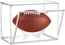 Football Display Case, JARAGAR Acrylic Football Storage Box Full Size Assemblable Football Showcase Memorabilia Display Boxes with Magnetic Door Removable Display Stand UV Protection