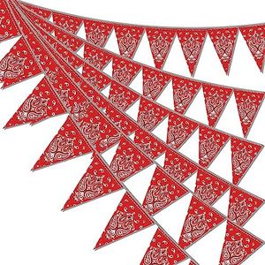 49ft Western Birthday Decorations, Western Pennant Flag Banner, Western Theme Triangle Flags Banner for Western Birthday Party Decorations…