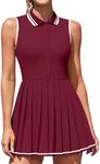 ATTRACO Tennis Dress for Women Athletic Golf Dress with Shorts Underneath Pickleball Dress Wine Red M