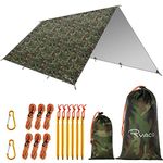 RYACO Hammock Rain Fly Tent Tarp, 3m x 4m Tarpaulin Portable Sunshade Lightweight Waterproof Groundsheet Windproof Camping gazebo Picnic Mat for Camping Travel Beach (Camo, 3 * 4m)