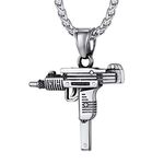 Stainless Steel Uzi Gun Necklace for Men Military Style Punk Jewelry Gift for Boyfriend