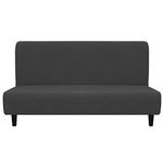 Easy-Going Fleece Stretch Futon Slipcover – Spandex Non-Slip Soft Couch Sofa Cover, Armless Washable Furniture Protector with Elastic Bottom for Kids, Pets(Futon, Dark Gray)