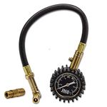 JACO BikePro Presta Tire Pressure Gauge 60 PSI - with Interchangeable Presta and Schrader Valve Air Chucks - for Mountain Bikes & Autos