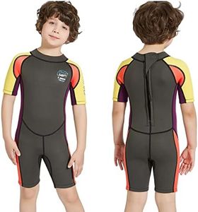 Kids Wet suit Shorty Suits Boys 2.5mm Neoprene Shorty Wetsuit Swimsuit UV Protection Keep Warm short Sleeve Wetsuits for Swimming Diving Scuba XL size 18814GRY-XL