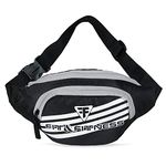 FIT & FITNESS Polyester Waist Bag for Men Women/Fanny Pack for Hiking Travel Camping Running Sports Outdoors/Money Belt with Adjustable Strap (Black)