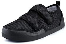 Women Swollen Slippers Adjustable Mens Diabetic Slippers Wide Fit Sandal Slip On Walking Sandal Ladies Cozy Arthritis Edema House Shoes Closed Toe Swollen feet Flat Black-A 8.5UK=Label Size 43