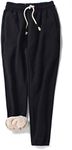 Gihuo Women's Sherpa Lined Sweatpants Winter Warm Fleece Lined Sweatpants with Pockets Fleece Jogger Pants Athletic(Black, Small)