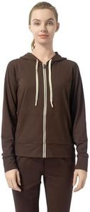 Leapstride Women's Stretch Athletic Hoodie with Full Zip & Kangaroo Pockets - Lightweight Workout Jacket Comfort for Active & Relaxed Days