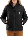 Carhartt Women's Loose Fit Washed Duck Sherpa Lined Jacket, Black, Large