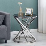 ZOONFA Set of 1 Chrome Glass Side T