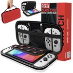 Orzly Carrying case for Nintendo Switch OLED and Switch Console - Red & White Protective Hard Portable Travel case Shell Pouch for Nintendo Switch Console & Accessories