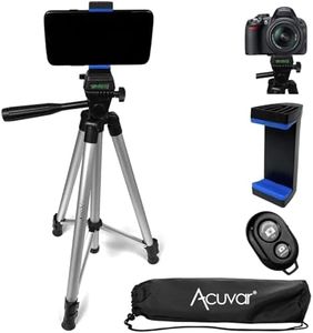 Acuvar 50" Smartphone/Camera Tripod Fits All Smartphones iPhone 12 Max, 11 Pro Max, 11 Pro, 11, Xs, Max, Xr, X 8, 8+, 7, 7 Plus, Android Note 10 (Universal Mount + Remote)