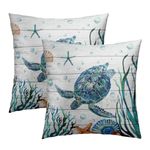 Giwawa Sea Turtle Throw Pillow Covers 18X18 Inch Set of 2 Tropical Ocean Decorative Square Cushion Pillow Cases for Patio Couch Sofa Bedroom