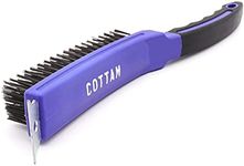 COTTAM Heavy Duty (6 Row) Steel Wire Scratch Brush with Scraper - for Surface Preparation & Removal of Rust, Paint, Coatings, & Debris