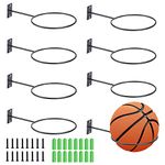 SVUPUE 8 Pcs Ball Holder, Mounted Ball Wall, Wall Mount Ball Holder, with 16 Screws and 16 Expansion Tubes, Universal Ball Rack for Basketball Football and Rugby, Black