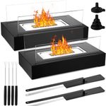 VIHOSE 2 Pack Indoor Fire Pit Tabletop, Tabletop Fireplace, Portable Fire Pit Bowl with 4 Marshmallow Roasting Sticks for Patio Balcony Living Room Garden Camping (Black)