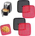 VANANA 4 Pack Air Fryer Mat, Air Fryer Liners Food Grade Reusable Silicone Liners for Air Fryer Antiskid Silicone Pads Air Fryer Accessories (21 cm/8.5inch)