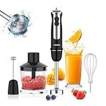 Hand Blender 5-in-1 Immersion Stick Blender Acekool 12-Speed Stainless Steel Stick Electric Blender Set with Food Chopper Container Milk Frother Egg Whisk 800W