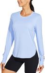 Willit Women's Sun Shirts UPF 50+ SPF Long Sleeve Hiking Lightweight Quick Dry UV Protection Outdoor Blue XL