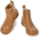 Coutgo Girls Chelsea Ankle Boots Side Zipper Comfortable Combat Dress Booties for Toddler/Little Kid/Big Kids, Light Brown, Size 12