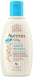 Aveeno Baby Daily Moisture Wash and Shampoo (100ml) | Cleanses hair & body | Oat kernel extract & glycerin | Tear-free, soap-free, paraben-free, hypoallergenic | US #1 Pediatrician recommended