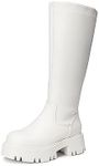 DREAM PAIRS Knee High Boots Women, Comfortable Platform Round-Toe Side Zip Chunky Boots for Women, Sdkb2301w, White, Size 10